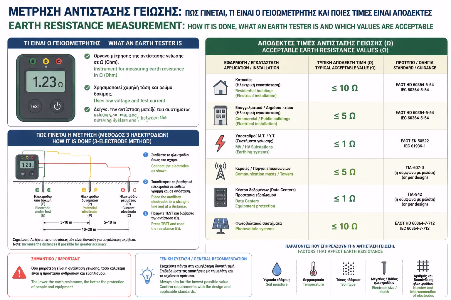 Ενδεικτικές αποδεκτές τιμές αντίστασης γείωσης