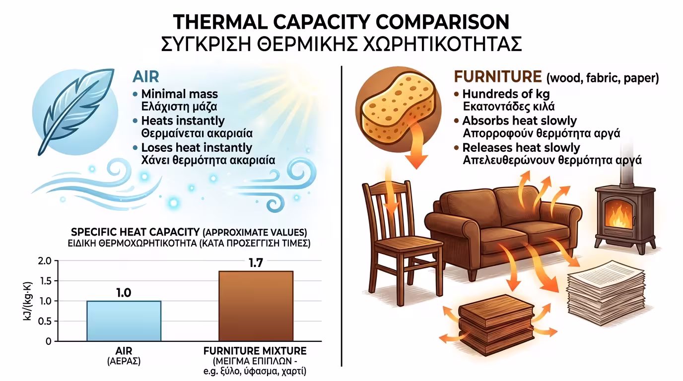 Αέρας vs έπιπλα - θερμοχωρητικότητα