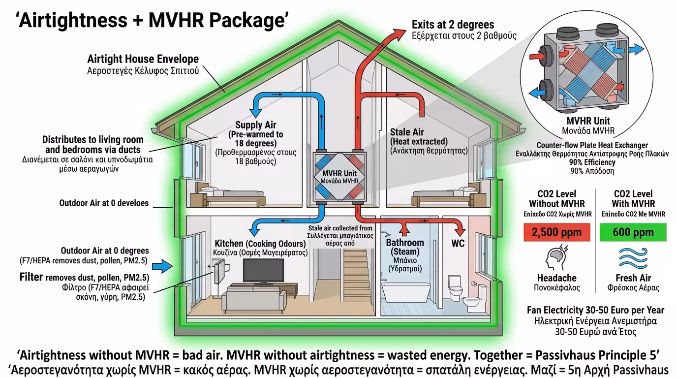 Αεροστεγανό VMC μηχανικός αερισμός CO2 μούχλα πακέτο