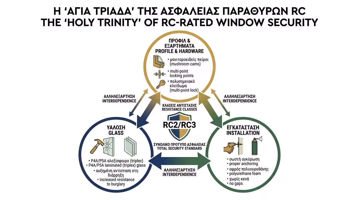 Τρίπτυχο πιστοποίησης RC - προφίλ, τζάμι, τοποθέτηση