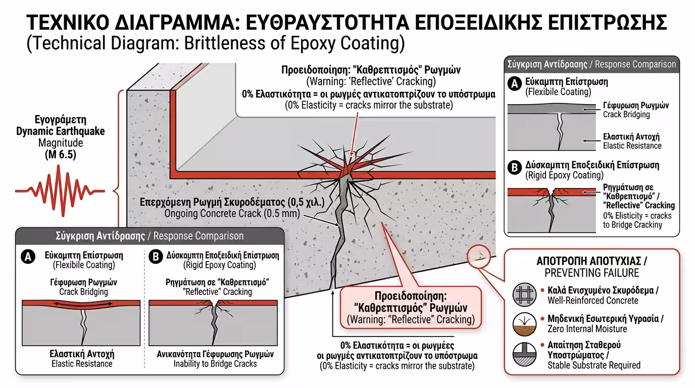 Ακαμψία εποξειδικού - σπάει μαζί με τη ρωγμή του μπετόν
