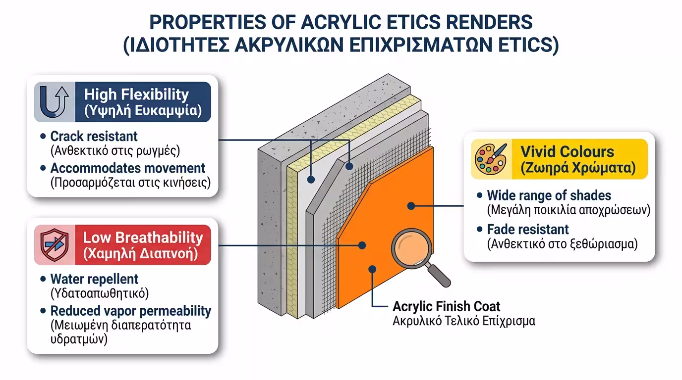 Ακρυλικός σοβάς θερμοπρόσοψης - ελαστική εφαρμογή σε εξωτερική όψη