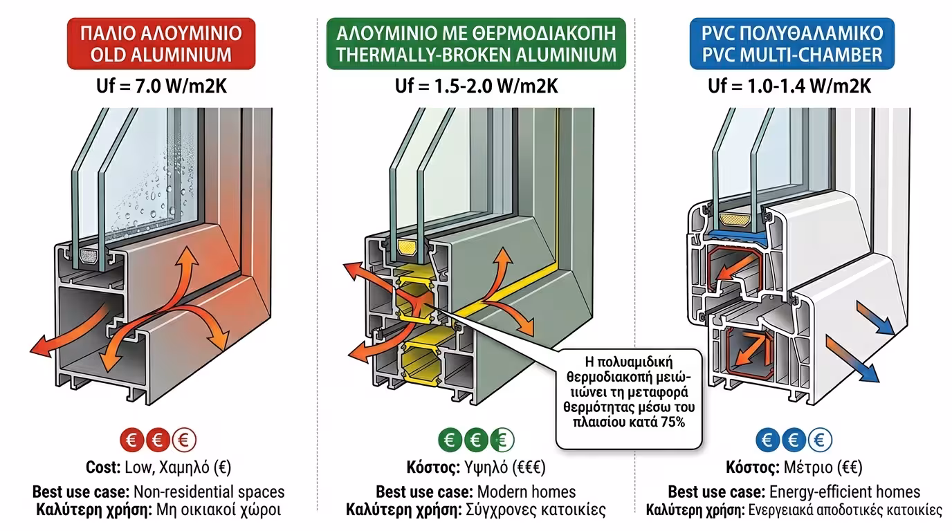 Αλουμίνιο θερμοδιακοπή PVC κάσα προφίλ πολυαμίδιο