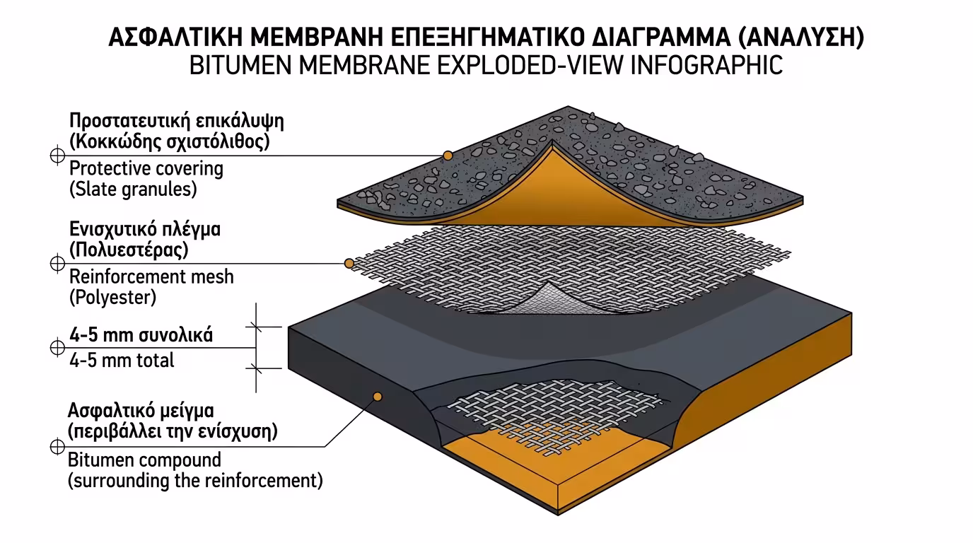 Ανατομία ασφαλτόπανου - οπλισμός, ασφαλτικό μίγμα, ψηφίδα