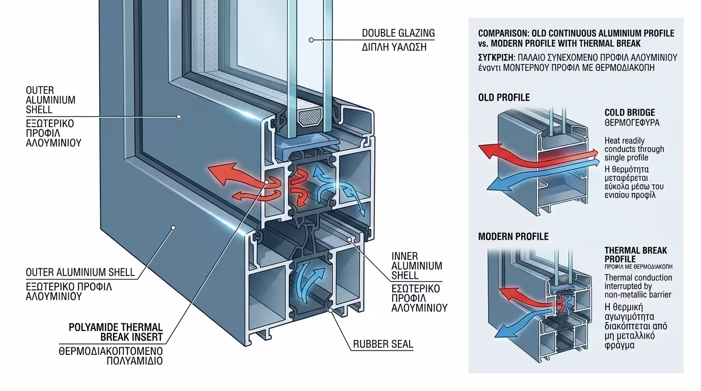 Ανατομία ενεργειακού κουφώματος - θερμοδιακοπή