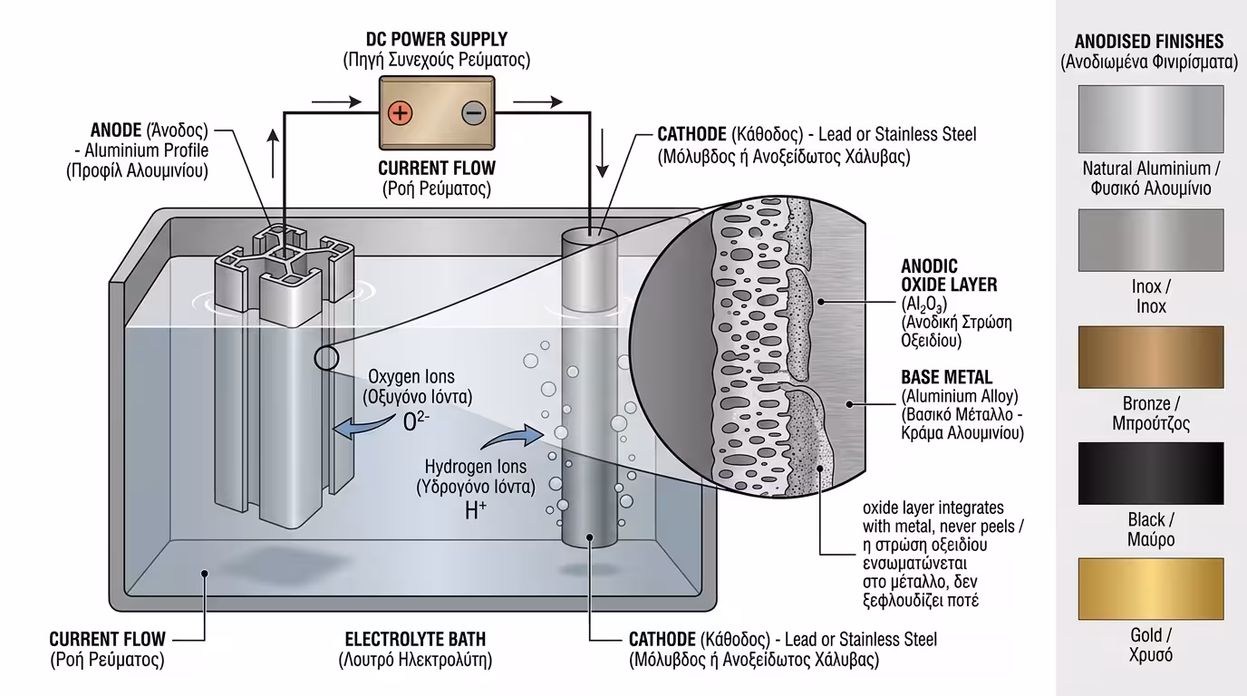 Ανοδιωμένο αλουμίνιο - ηλεκτροχημική δημιουργία στρώματος οξειδίου