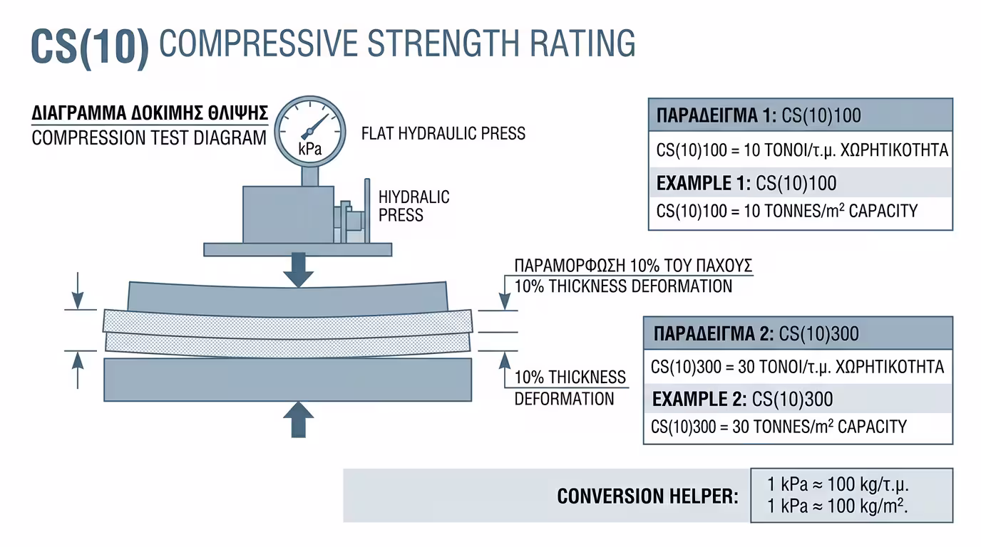 Αντοχή σε θλίψη μονωτικών υλικών - CS(10) δείκτης