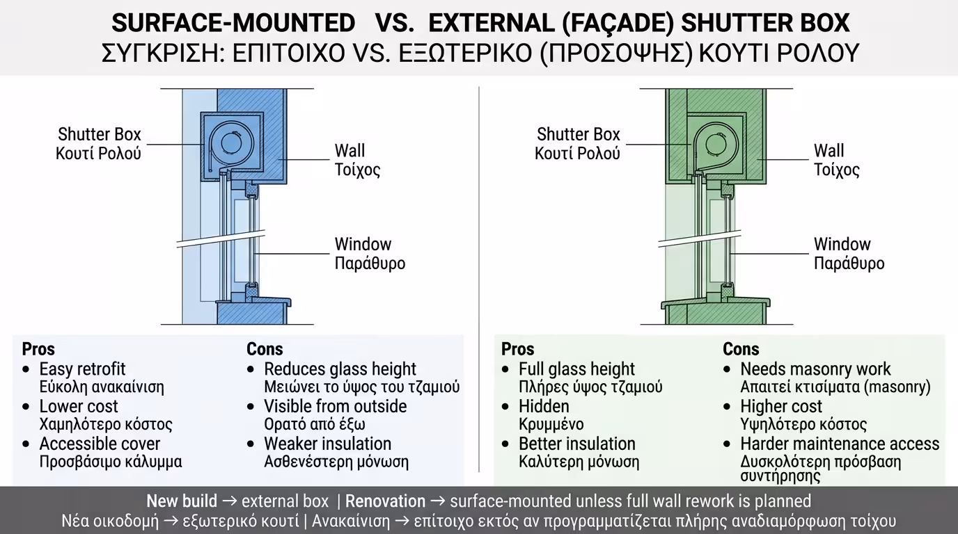 Οδηγός απόφασης κουτιού ρολού - νέα οικοδομή vs ανακαίνιση