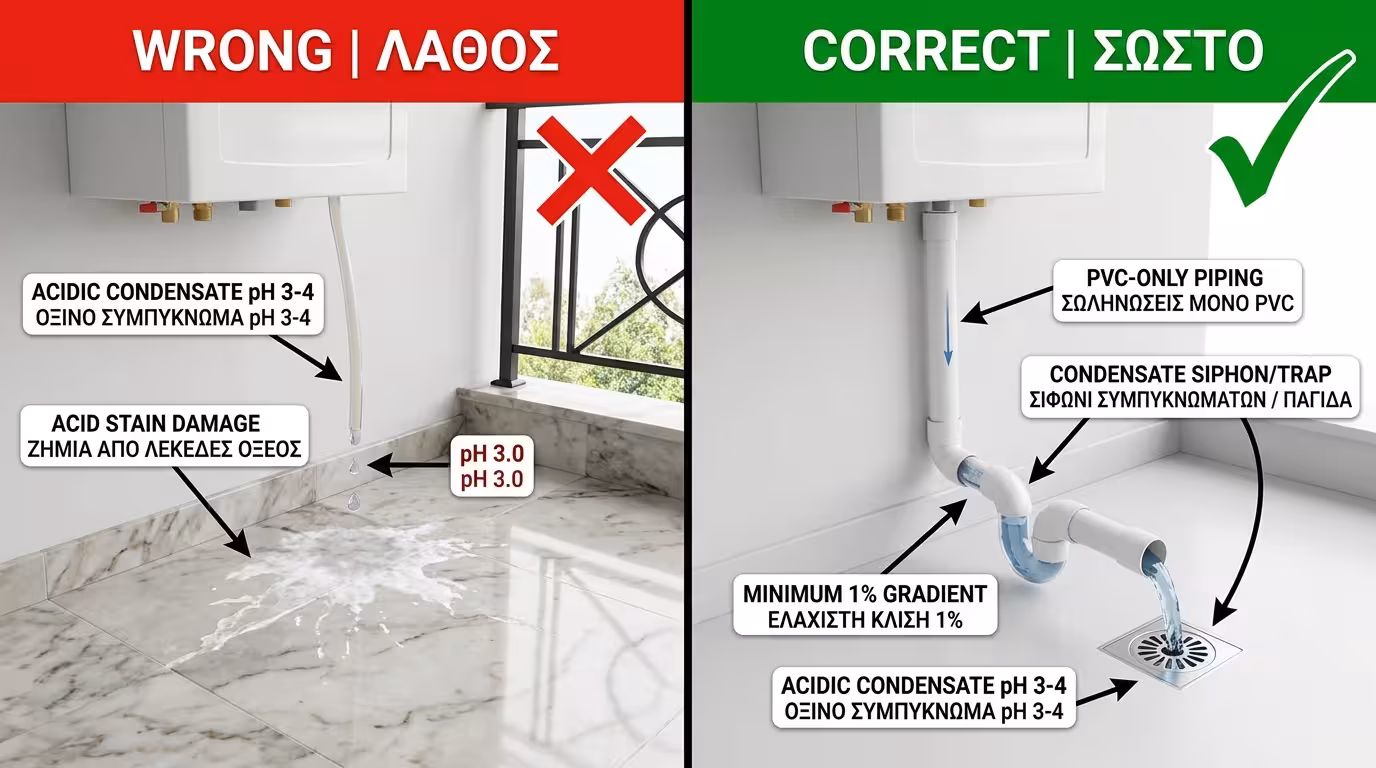 Αποχέτευση συμπυκνωμάτων - πρόβλημα όξινων νερών