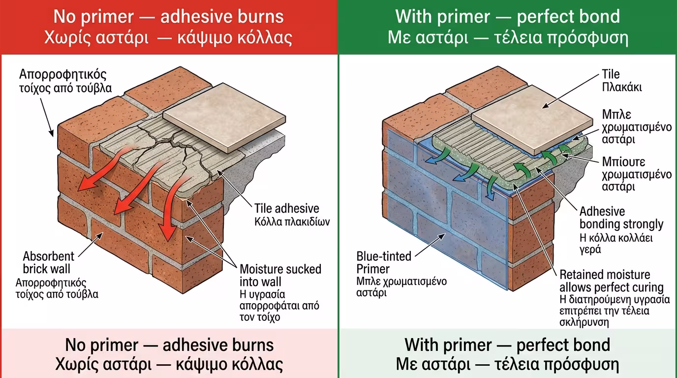 Αστάρωμα τοίχου με primer βαθιάς διείσδυσης