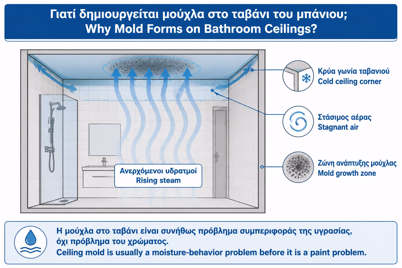 Εικονογράφηση για 1. Γιατί βγαίνει μούχλα ειδικά στο ταβάνι του μπάνιου