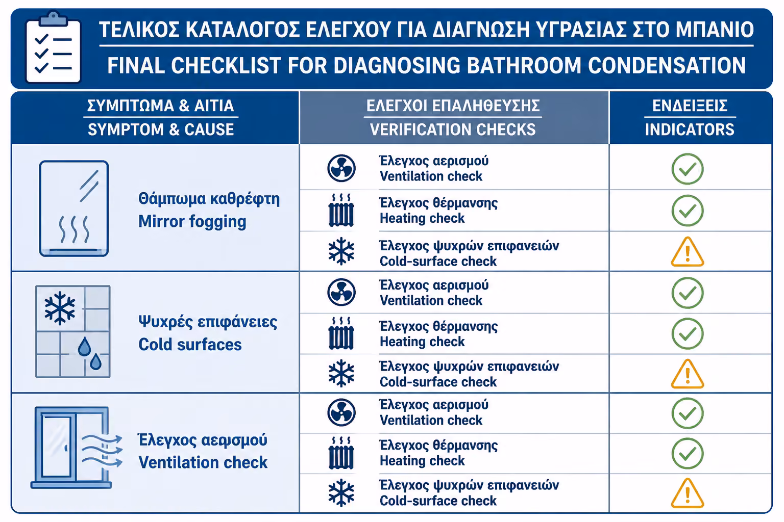 Εικονογράφηση για 19. Πρακτικό checklist για ιδρωμένους τοίχους, τζάμια και καθρέπτες