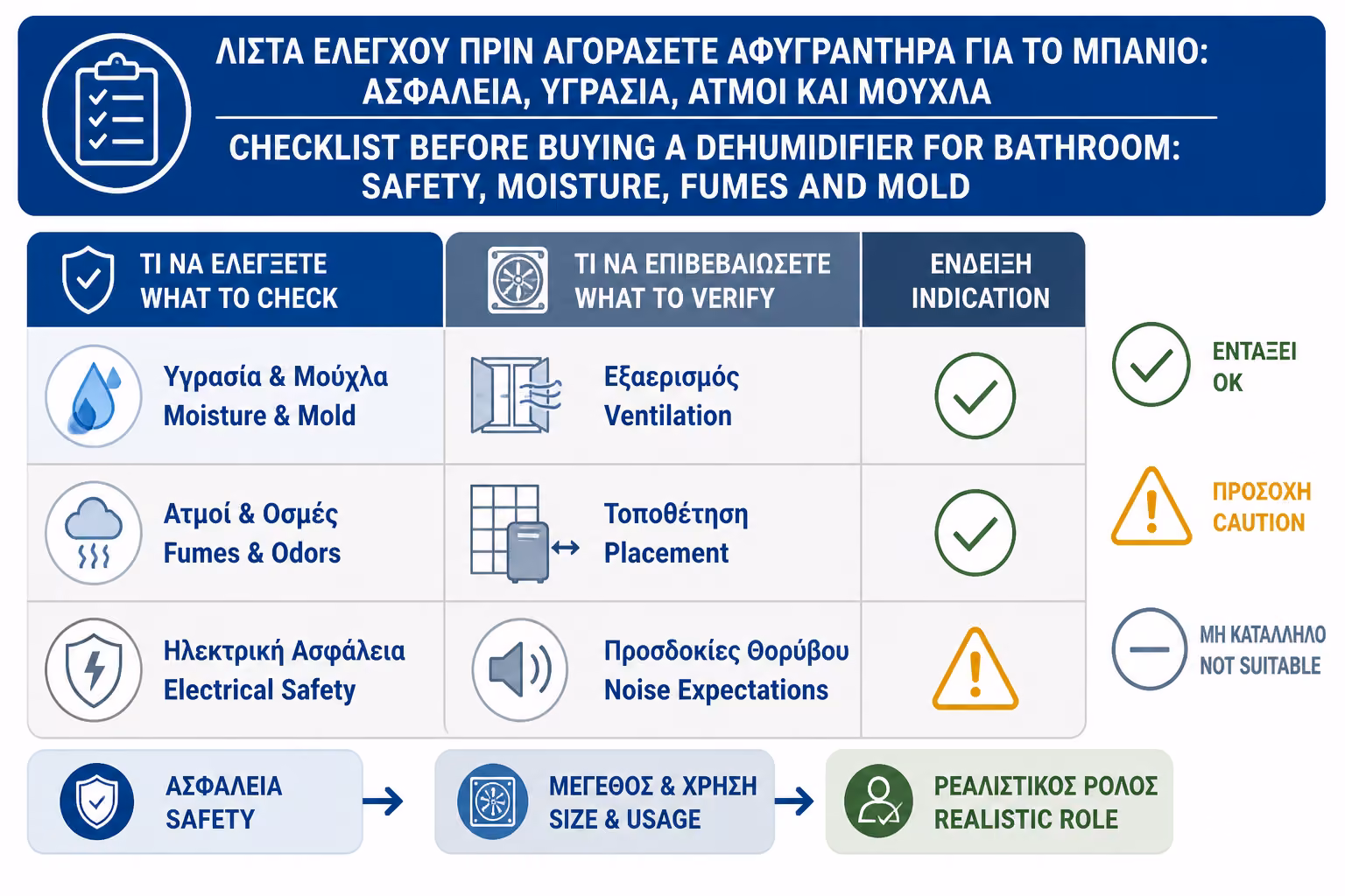 Εικονογράφηση για 19. Πρακτικό checklist πριν αγοράσετε αφυγραντήρα για μπάνιο