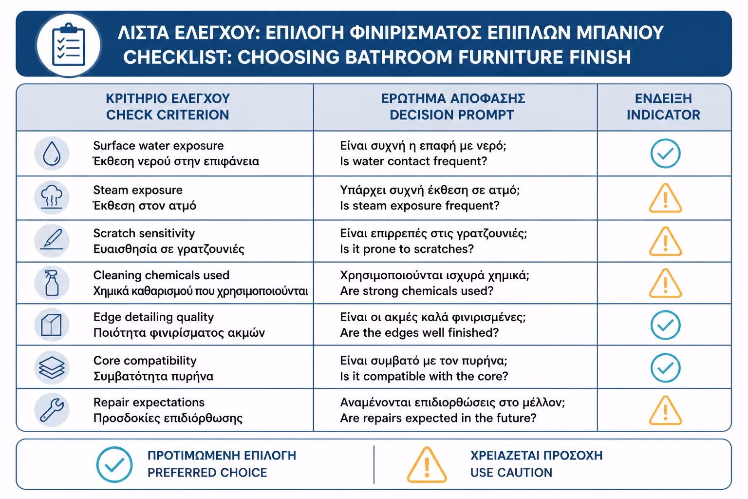 Εικονογράφηση για 17. Πρακτικό checklist πριν επιλέξετε φινίρισμα επίπλου μπάνιου
