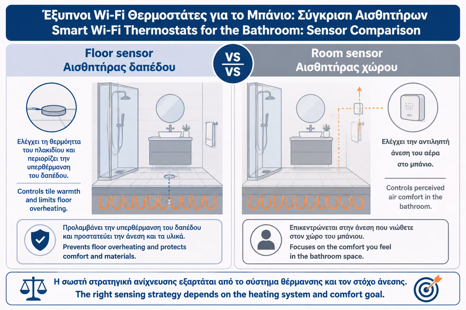 Εικονογράφηση για 7. Floor sensor ή room sensor; Τι μετράμε στο μπάνιο
