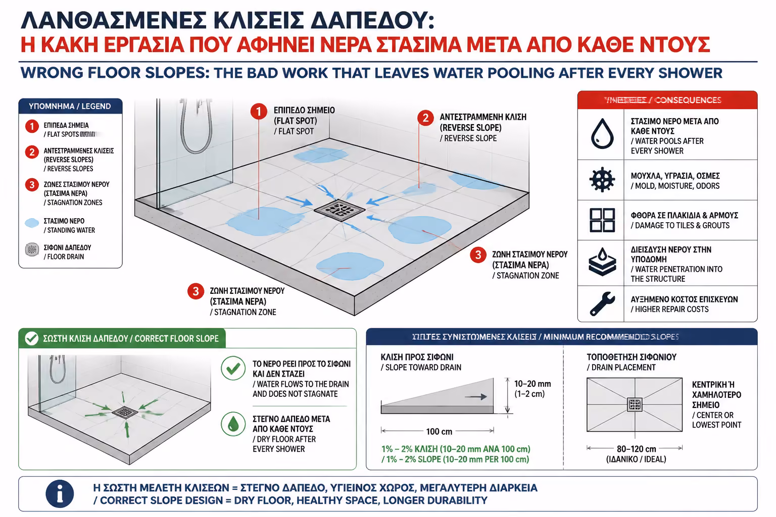 Εικονογράφηση για 3. Το Κλασικό Σύμπτωμα: Νερά που Μένουν στο Πάτωμα