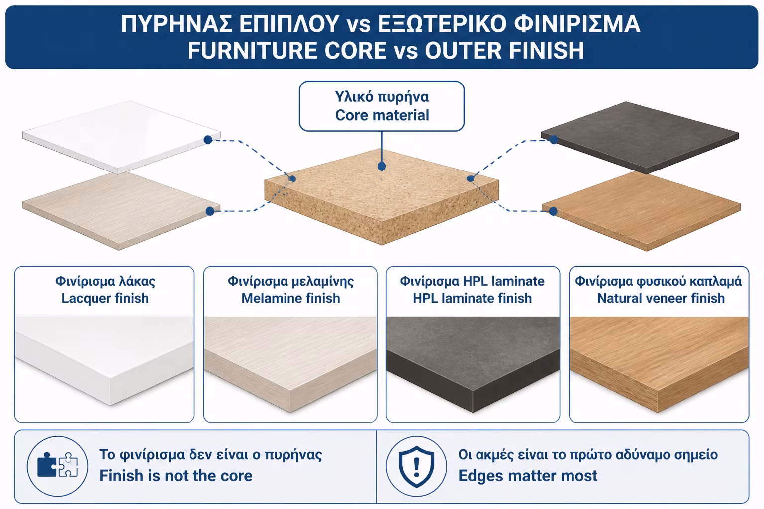 Εικονογράφηση για 1. Φινίρισμα και πυρήνας: δεν είναι το ίδιο πράγμα