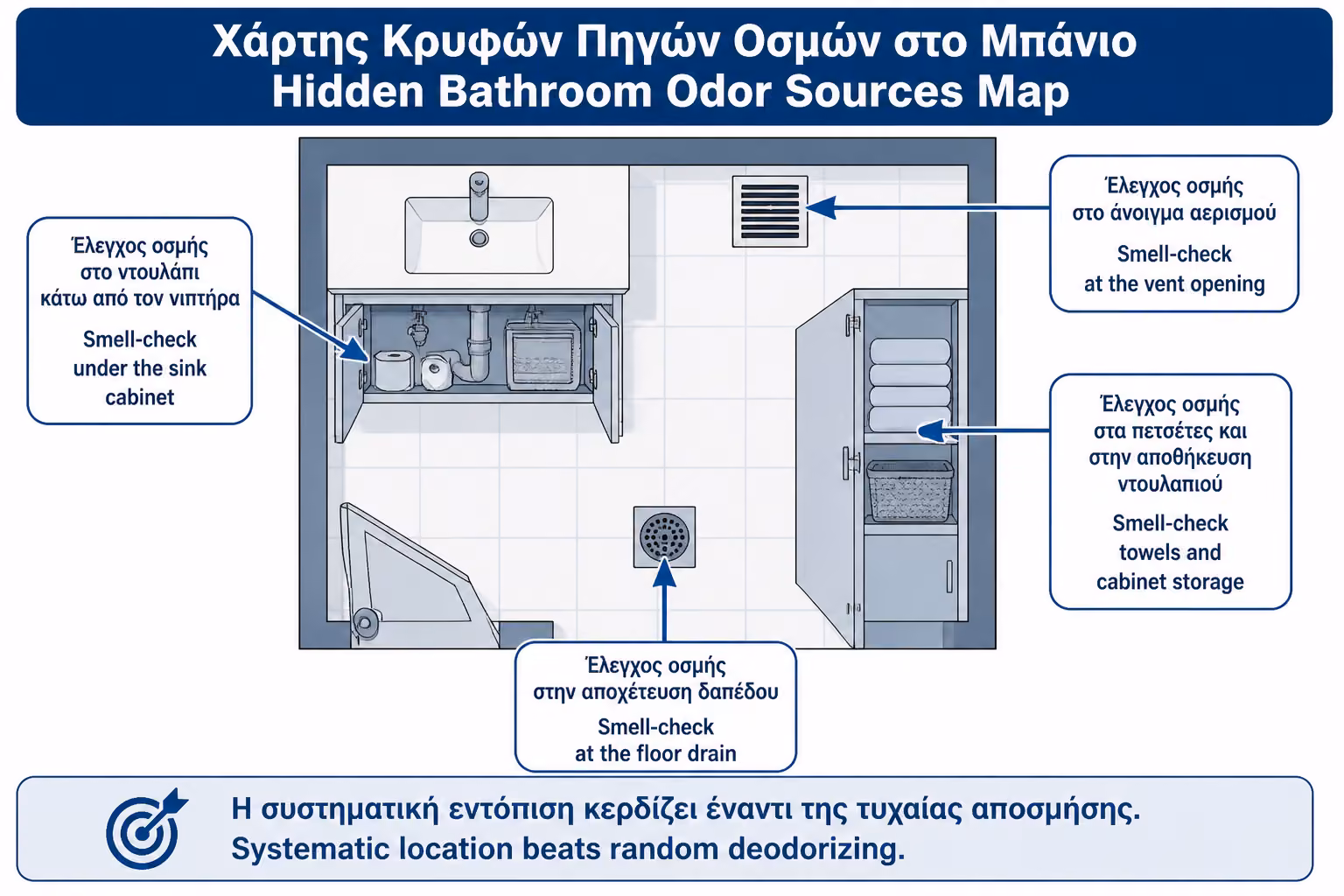 Εικονογράφηση για 3. Πώς να κάνετε “χάρτη οσμής” στο μπάνιο