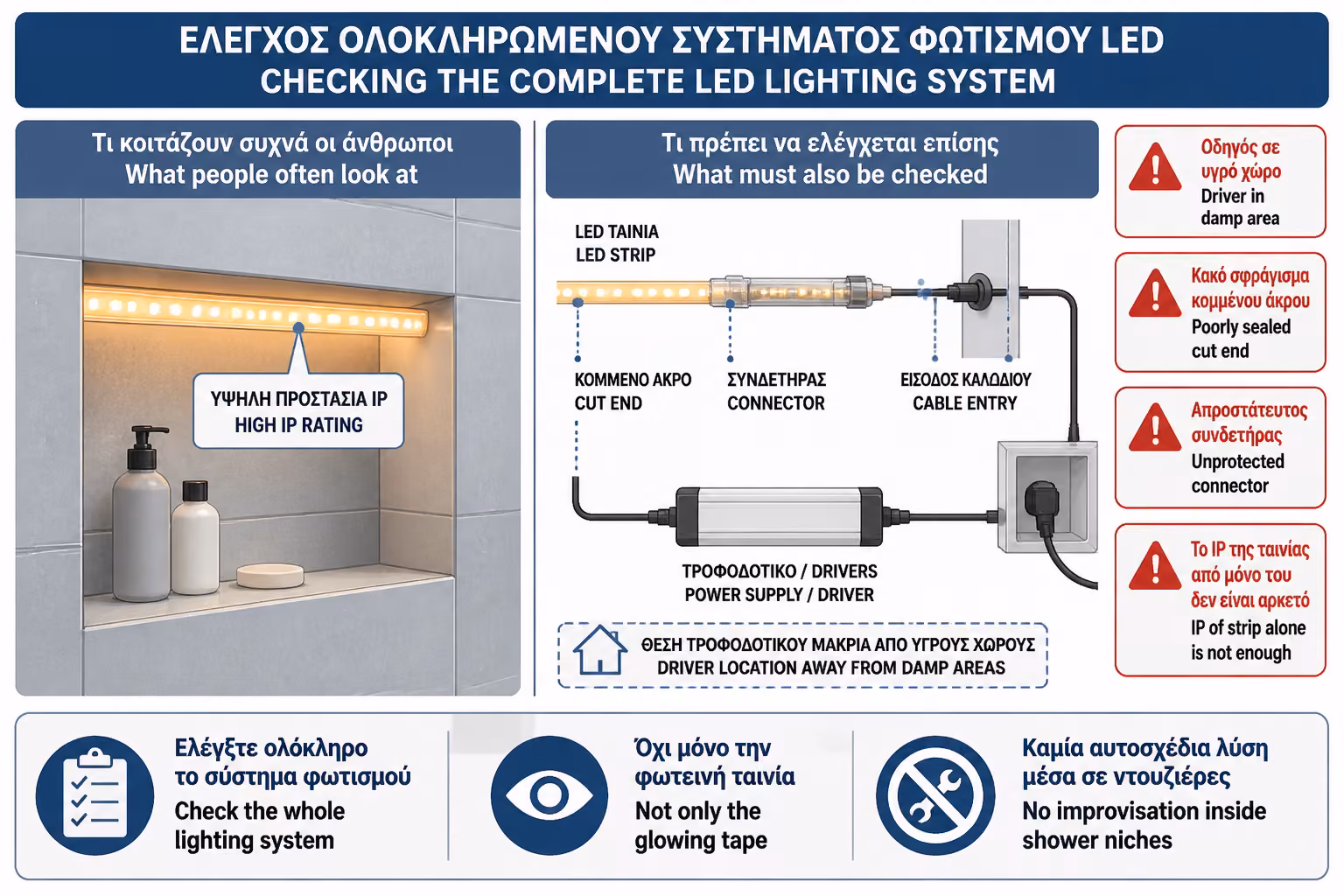 Εικονογράφηση για 13. LED ταινίες στο μπάνιο: το πιο παραπλανητικό προϊόν