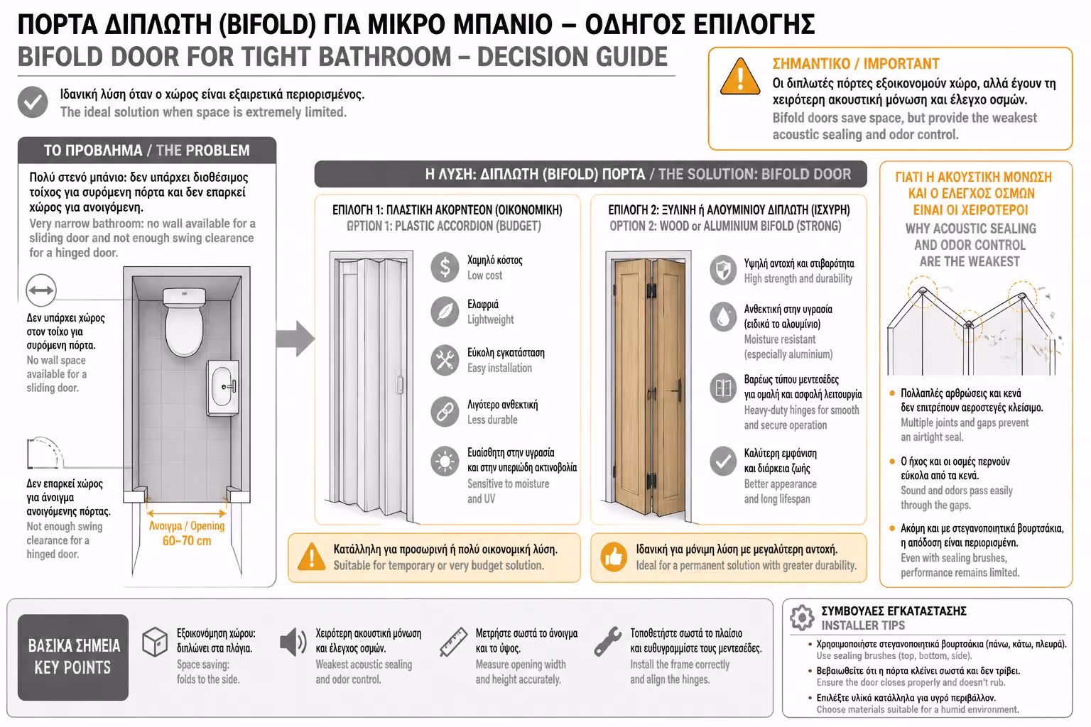 Εικονογράφηση για 3. Η Σπαστή Πόρτα ή Φυσούνα (Folding / Bifold Door)