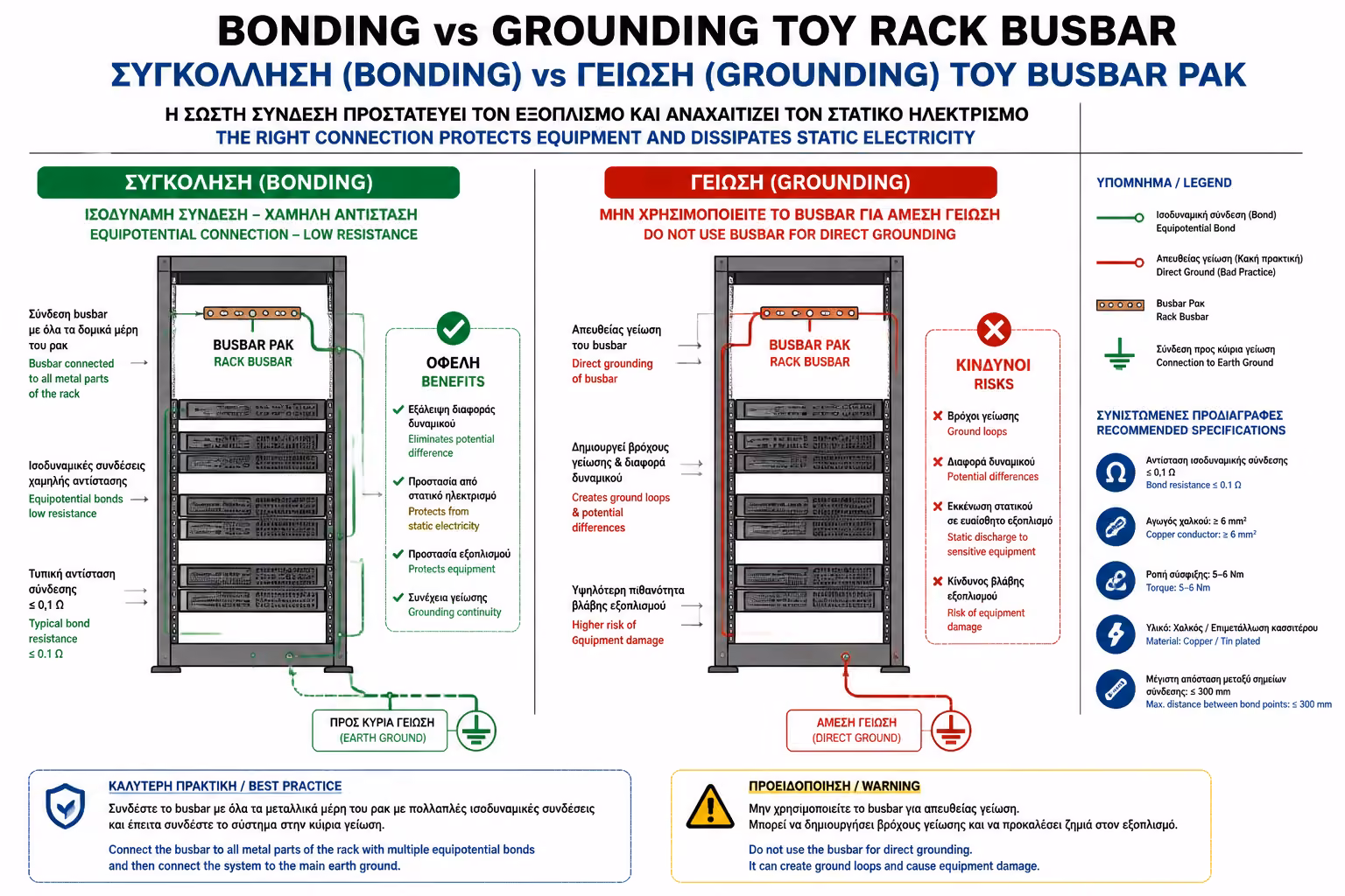 Εικονογράφηση για 2. Γείωση (Grounding) vs. Ισοδυναμική Σύνδεση (Bonding)