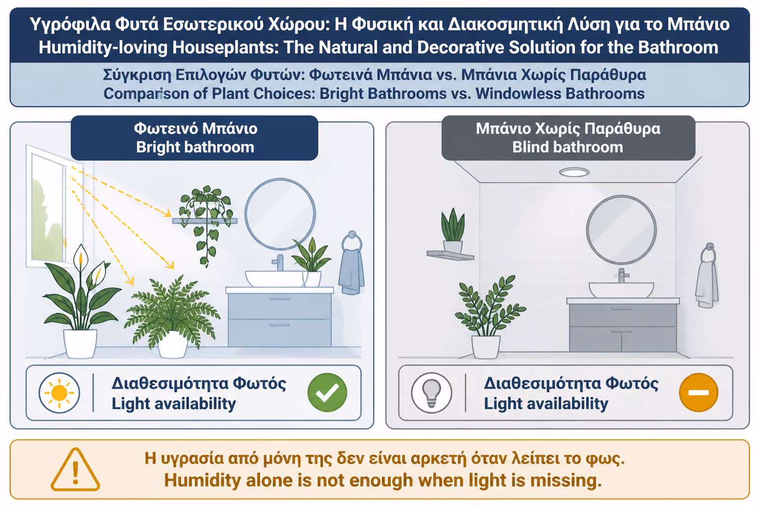 Εικονογράφηση για 8. Φυτά σε τυφλό μπάνιο χωρίς παράθυρο