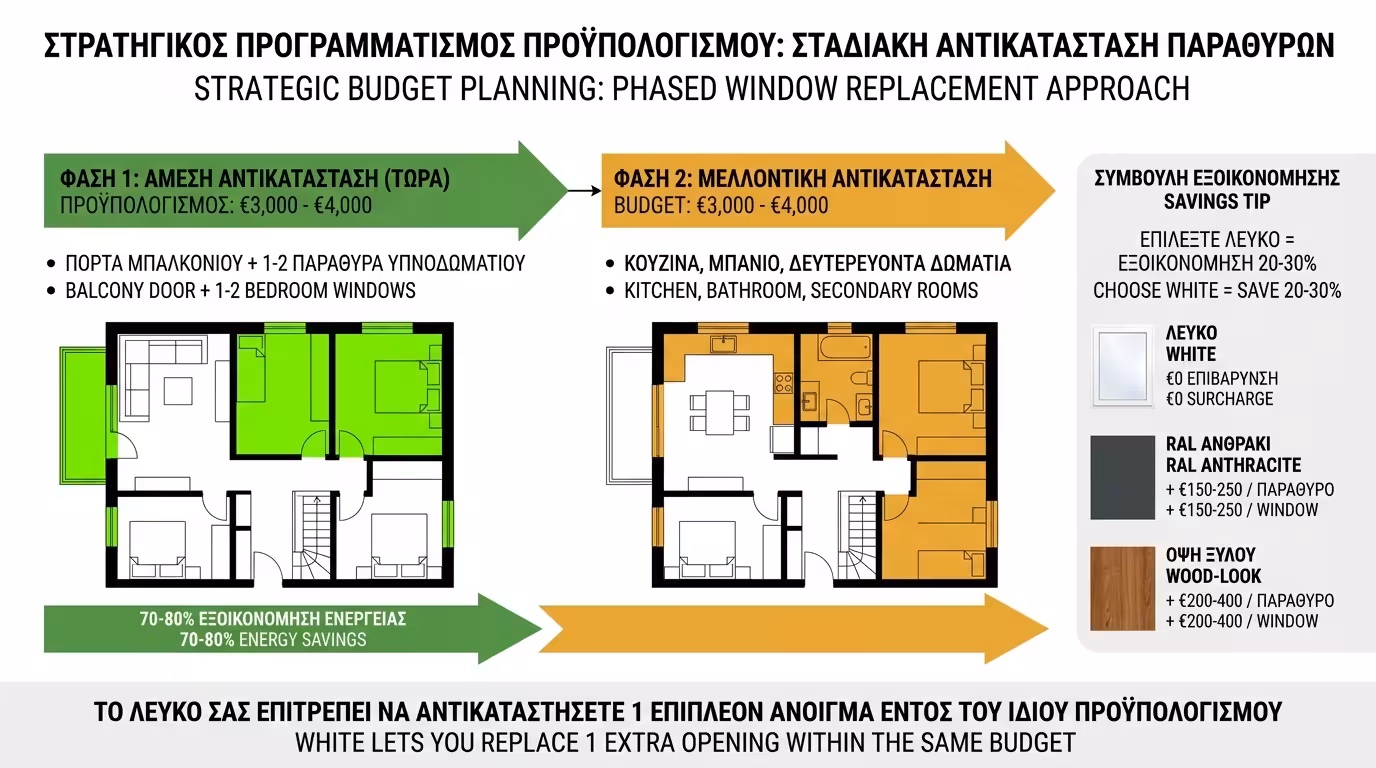 Budget στρατηγική - λευκό χρώμα, φάσεις αντικατάστασης
