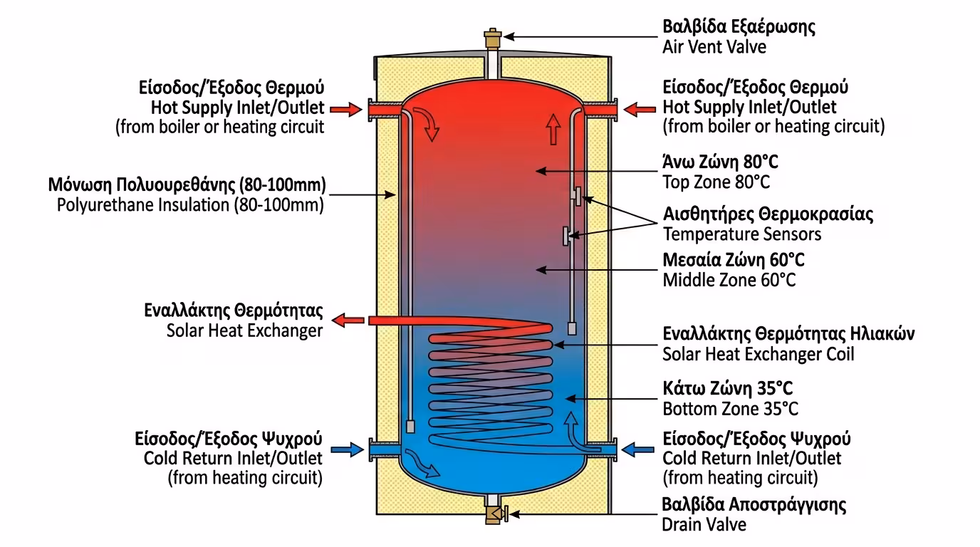 Δοχείο αδρανείας buffer tank 1000 λίτρα υδραυλικό σύστημα