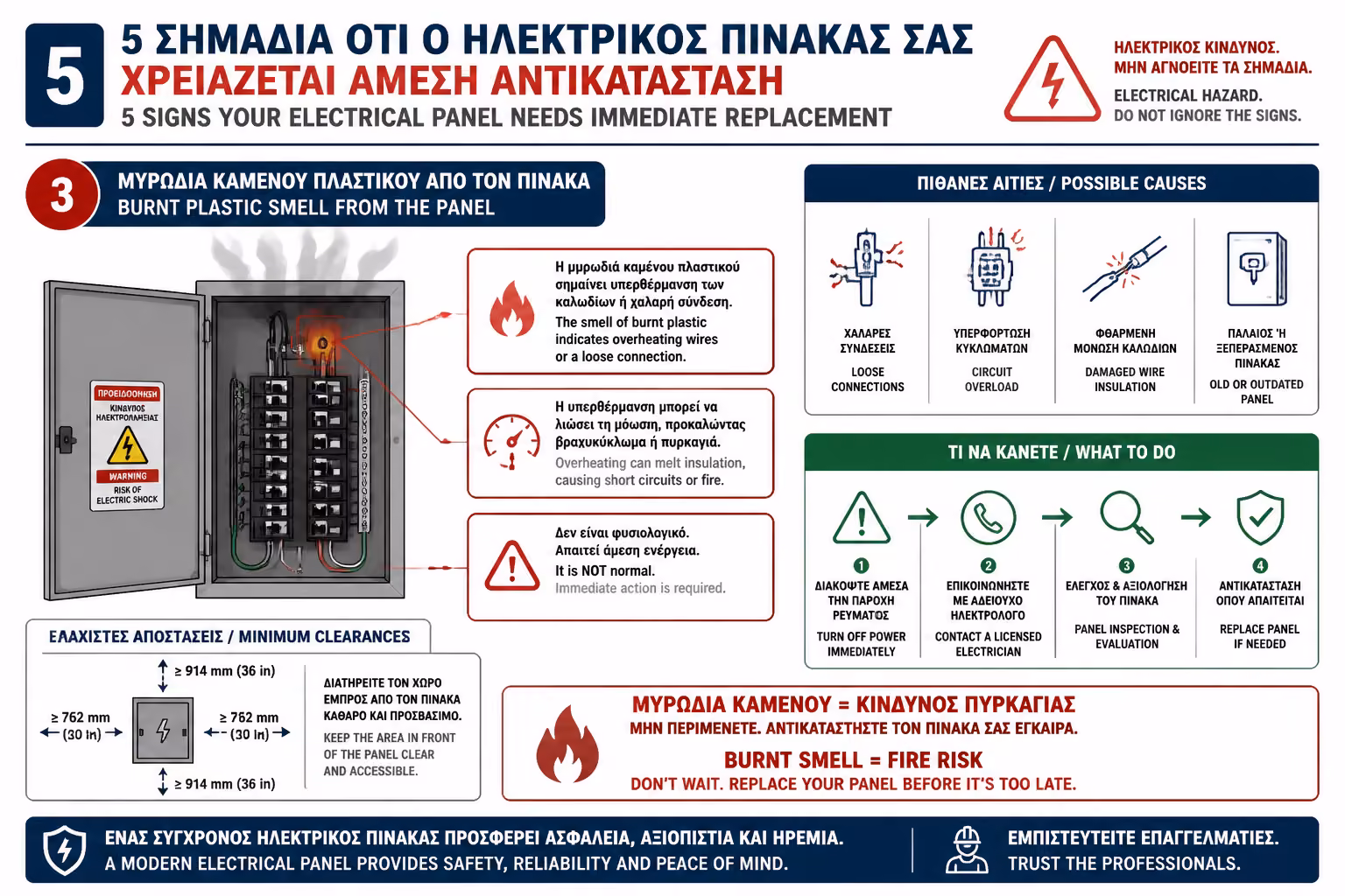 Μυρωδιά καμένου πλαστικού στον ηλεκτρικό πίνακα