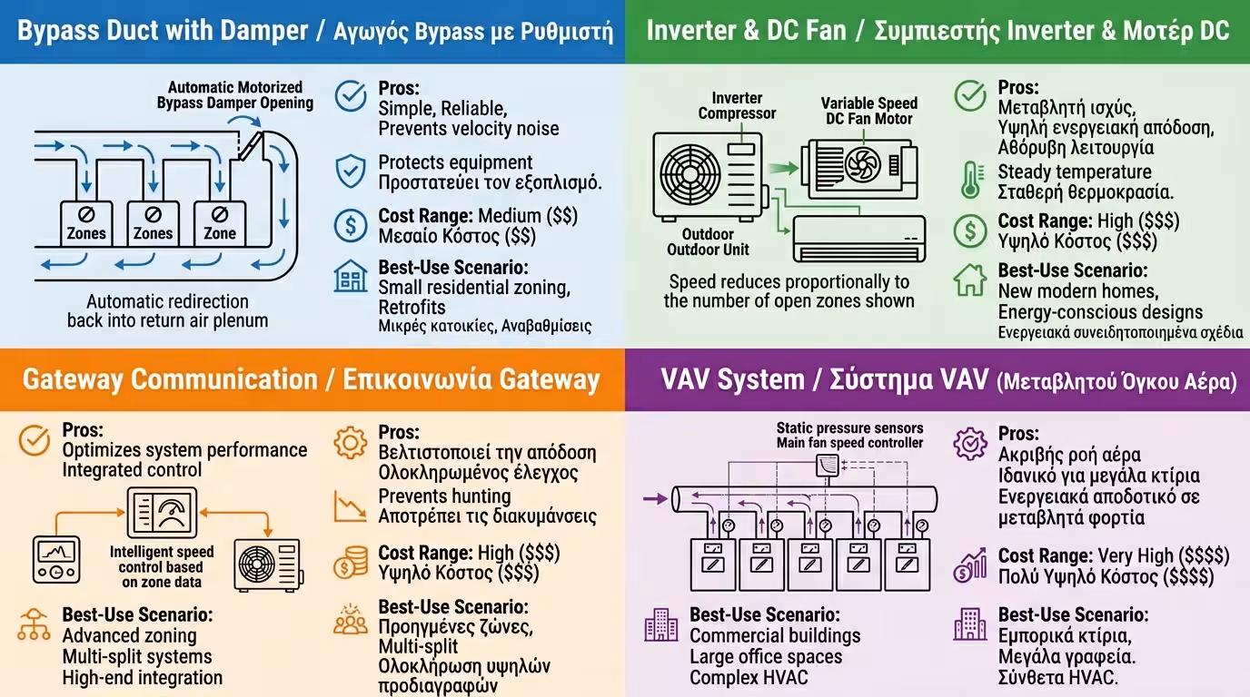 Bypass damper, Inverter VAV, Gateway επικοινωνία Airzone-Daikin-Mitsubishi
