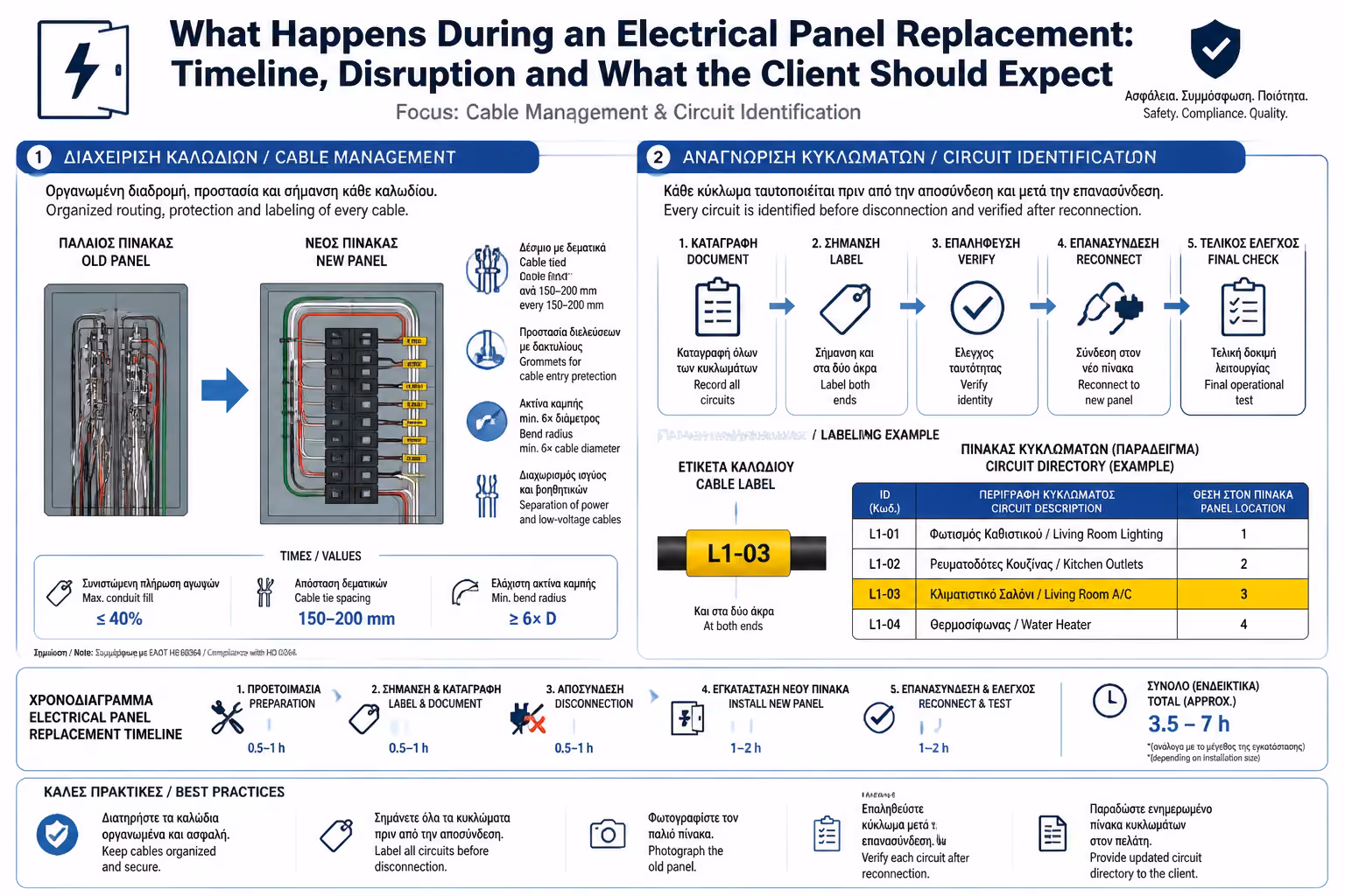 Cable management και ταυτοποίηση κυκλωμάτων μέσα στον πίνακα