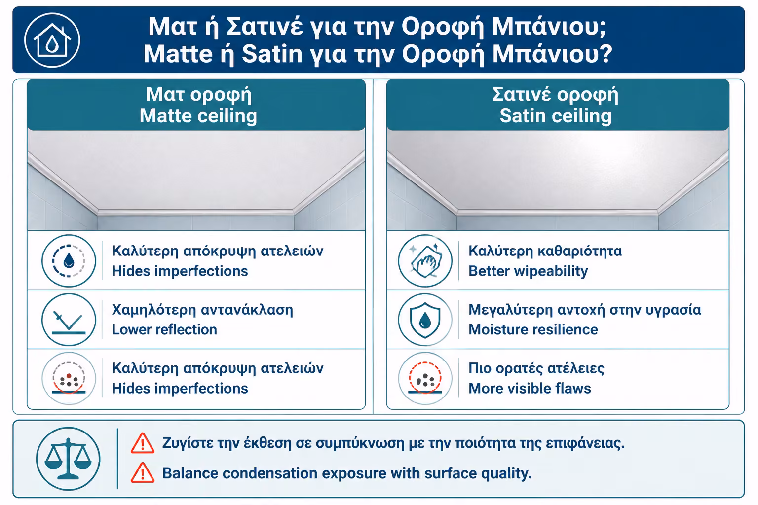 Εικονογράφηση για 11. Ταβάνι μπάνιου: ματ ή σατινέ;