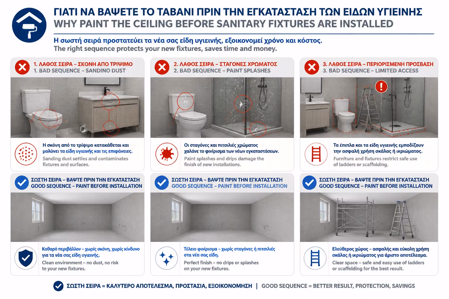 Εικονογράφηση για 1. Γιατί το Ταβάνι Βάφεται ΠΡΙΝ μπουν τα Είδη Υγιεινής;