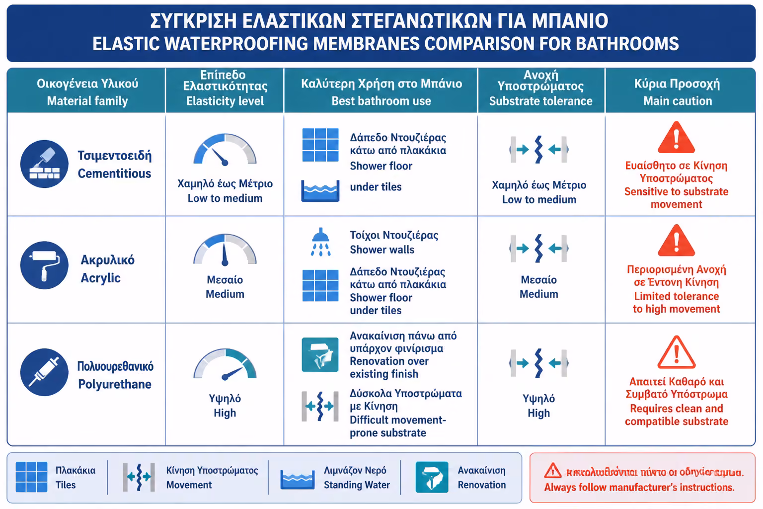 Εικονογράφηση για 14. Συγκριτικός πίνακας: τσιμεντοειδή, ακρυλικά, πολυουρεθανικά