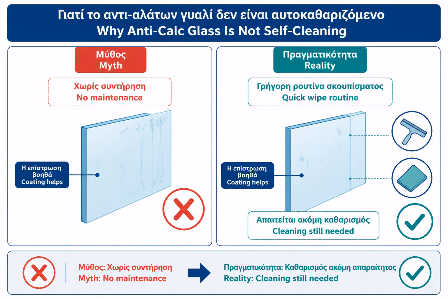 Εικονογράφηση για 4. Η επίστρωση δεν είναι αυτοκαθαριζόμενο σύστημα