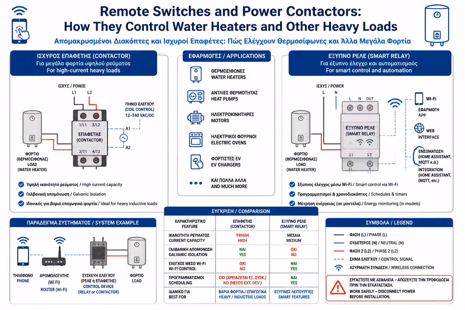 Σύγκριση μικρού smart relay και ρελέ ισχύος για βαρύ φορτίο