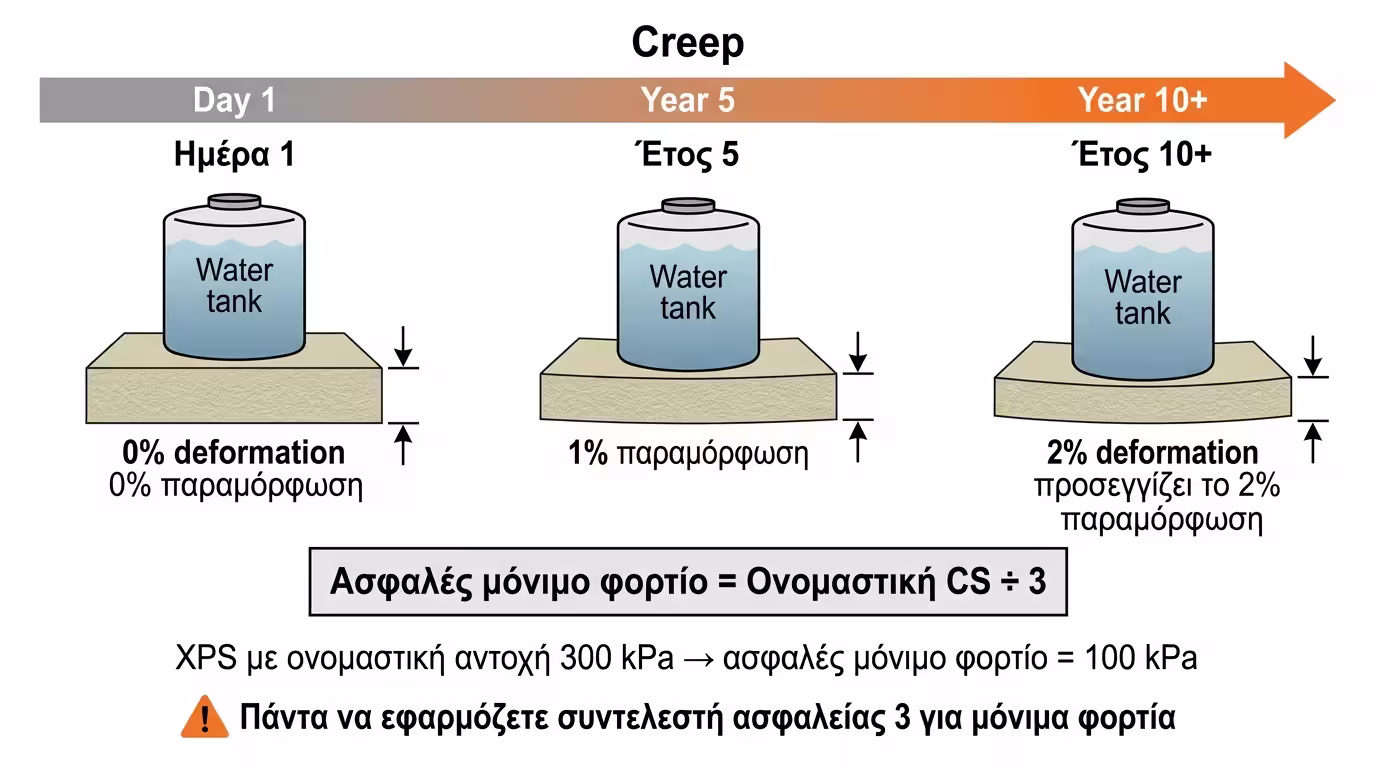 Φαινόμενο Creep - σταθερή παραμόρφωση μονωτικών υπό μόνιμο βάρος