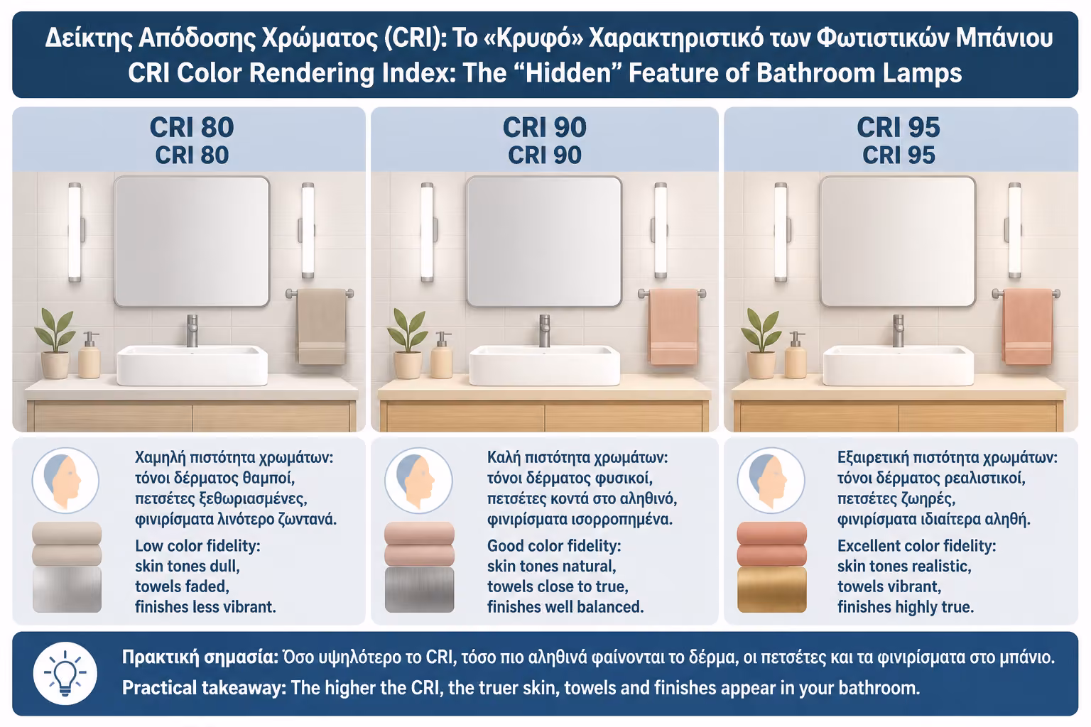 Εικονογράφηση για 3. CRI 80, CRI 90 και CRI 95: τι διαφορά έχουν στην πράξη