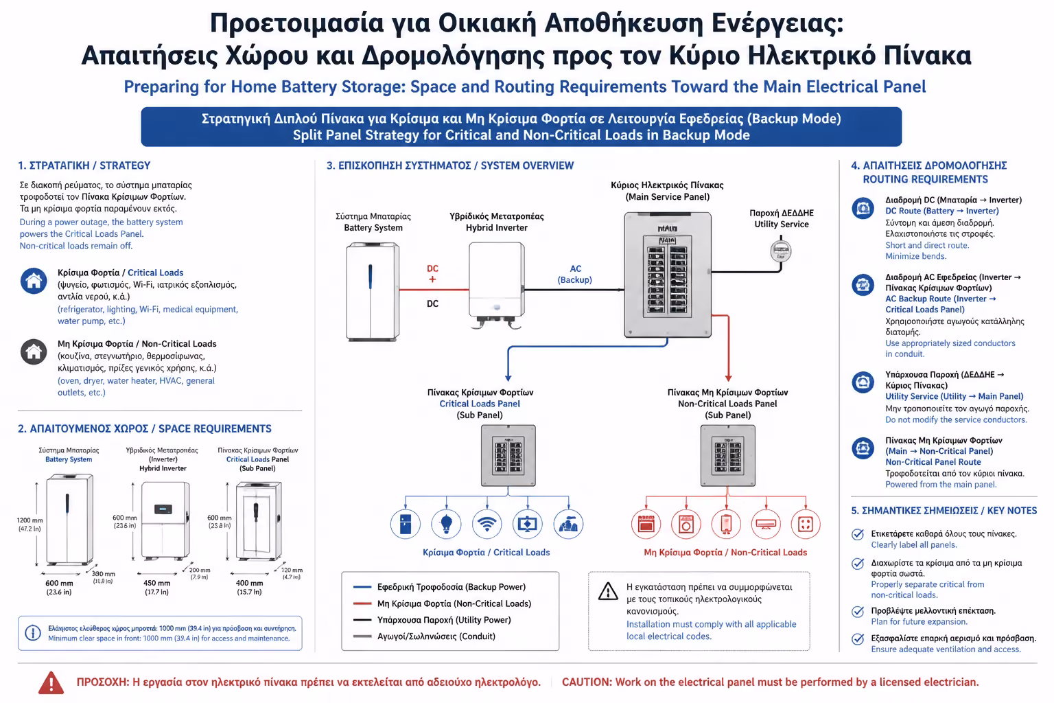 Διαχωρισμός πίνακα σε κρίσιμα και μη κρίσιμα φορτία για backup λειτουργία