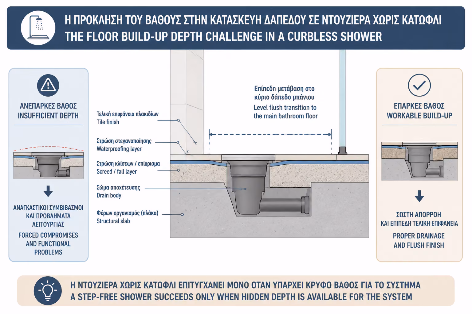 Εικονογράφηση για 4. Το διαθέσιμο ύψος δαπέδου: η πρώτη τεχνική δυσκολία