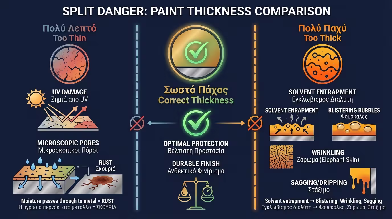 Αστοχίες λόγω ανομοιόμορφου πάχους: Σκουριά σε σημεία με χαμηλό DFT.