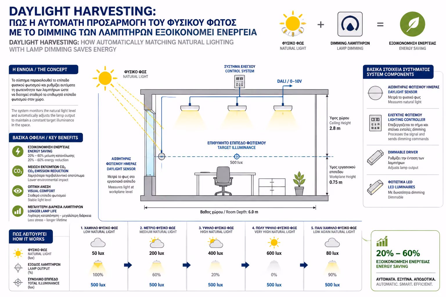Εικονογράφηση για 1. Τι είναι το Daylight Harvesting; (Η Φιλοσοφία)