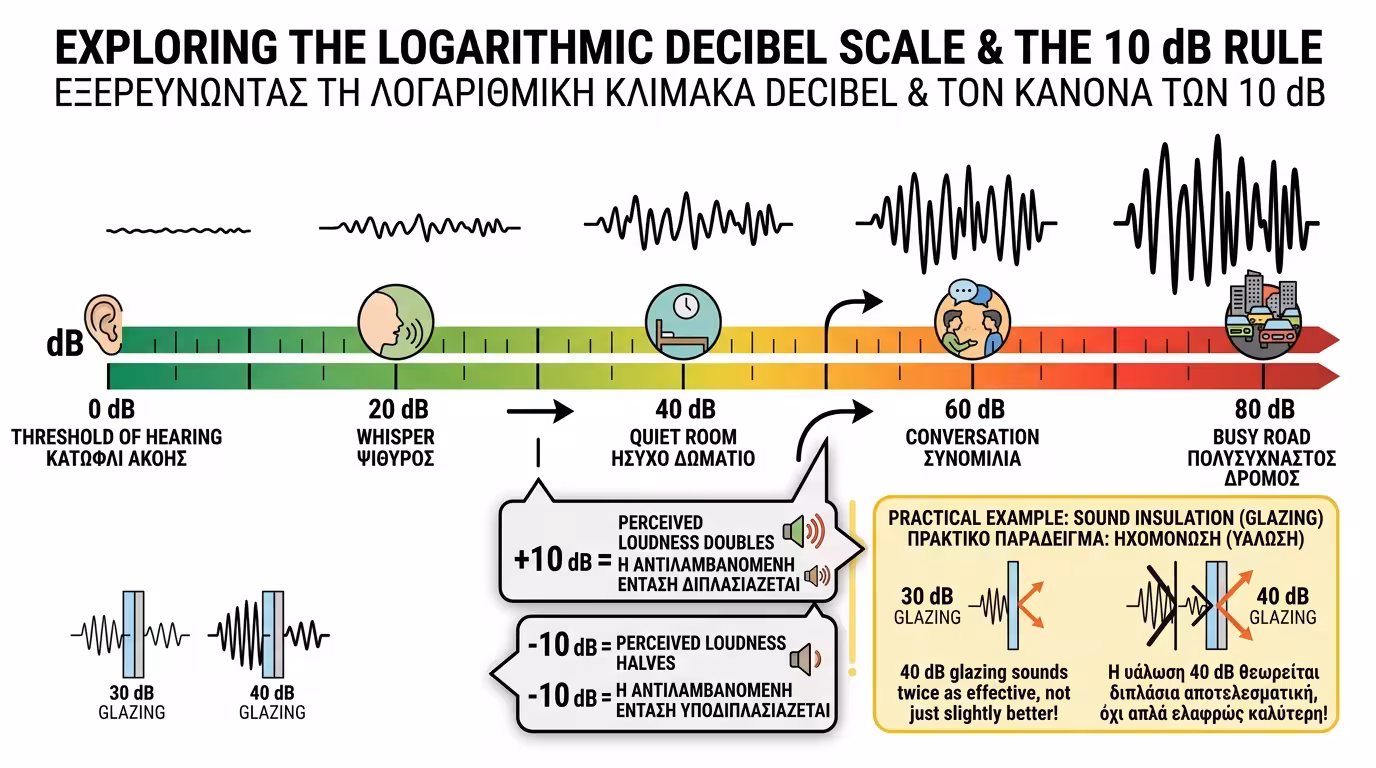 Λογαριθμική κλίμακα ντεσιμπέλ - ο κανόνας του 10 dB