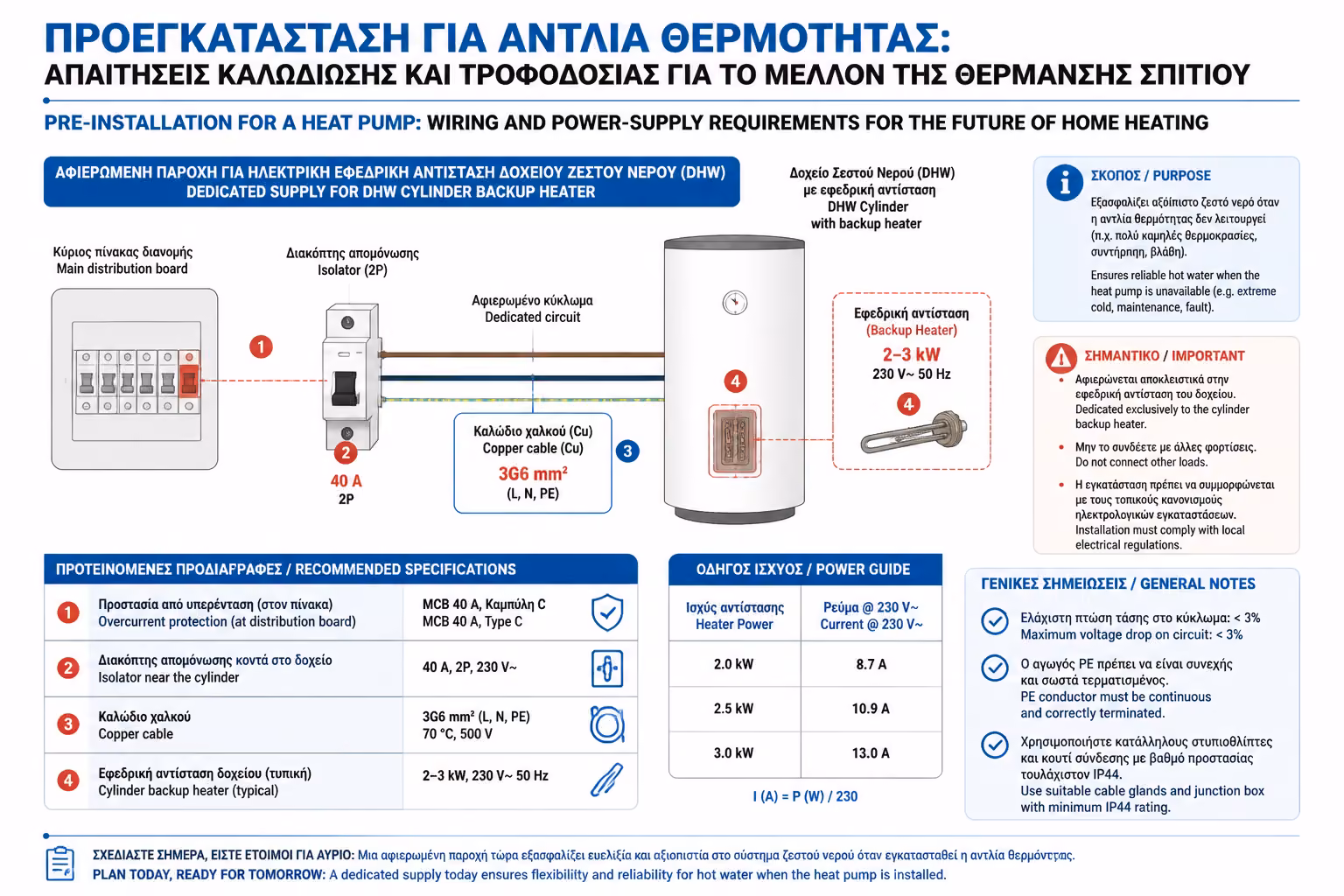 Παροχή για ηλεκτρική αντίσταση μπόιλερ ΖΝΧ