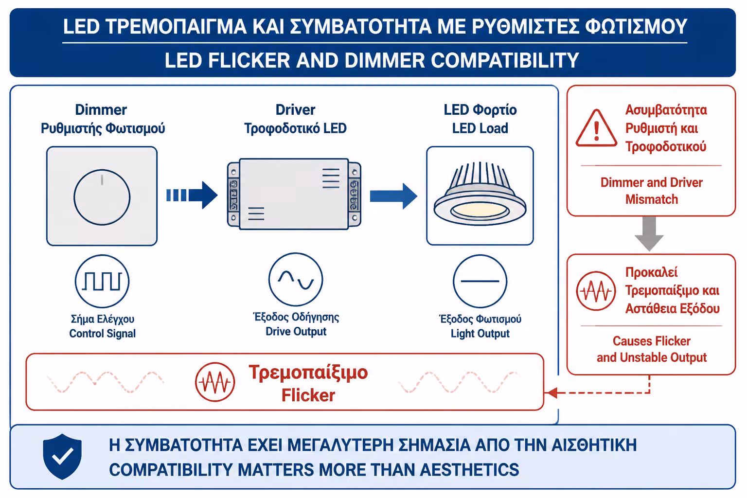 Εικονογράφηση για 7. Dimmer και LED: γιατί εμφανίζεται τρεμόπαιγμα