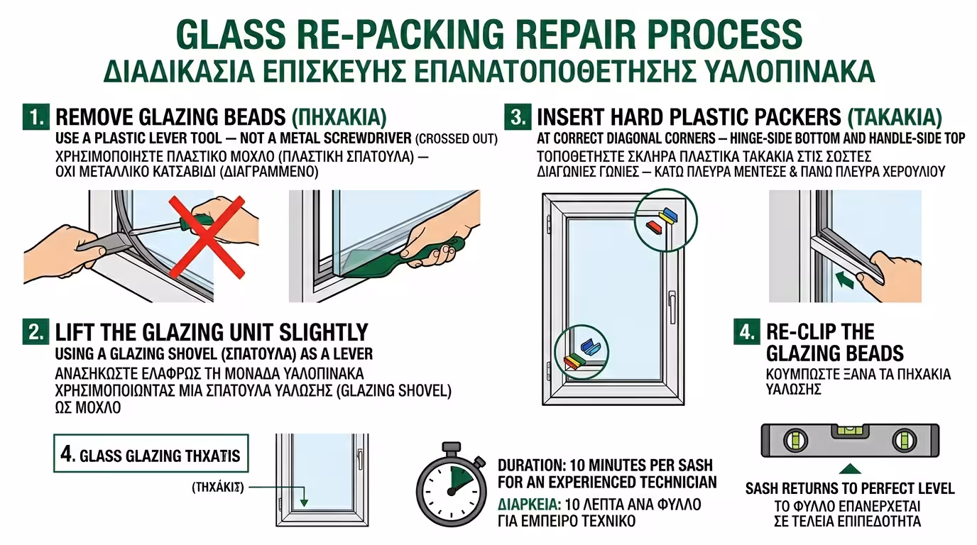 Διόρθωση τακαρίσματος - πιξάκια, σπάτουλα, αλφαδιασμός φύλλου