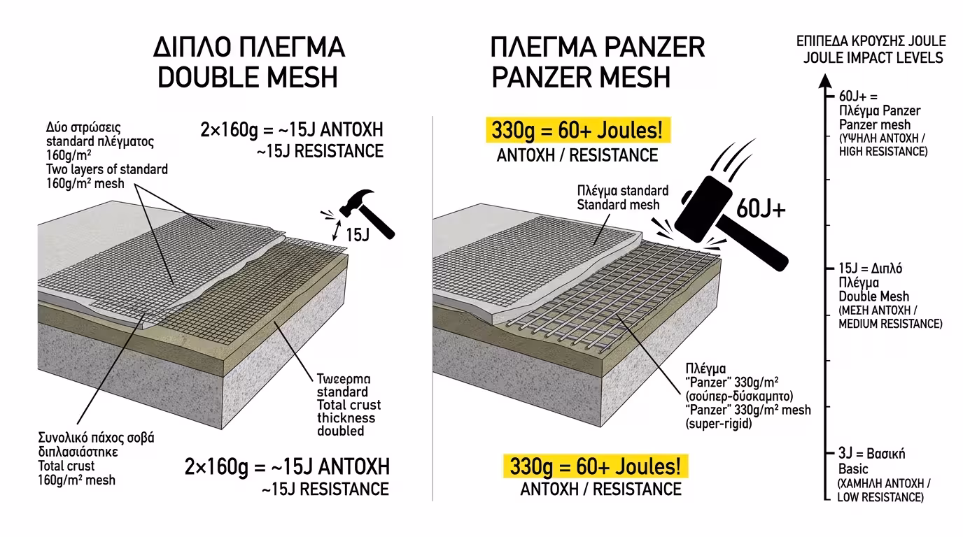 Διπλό πλέγμα vs Panzer mesh - σύγκριση αντοχής