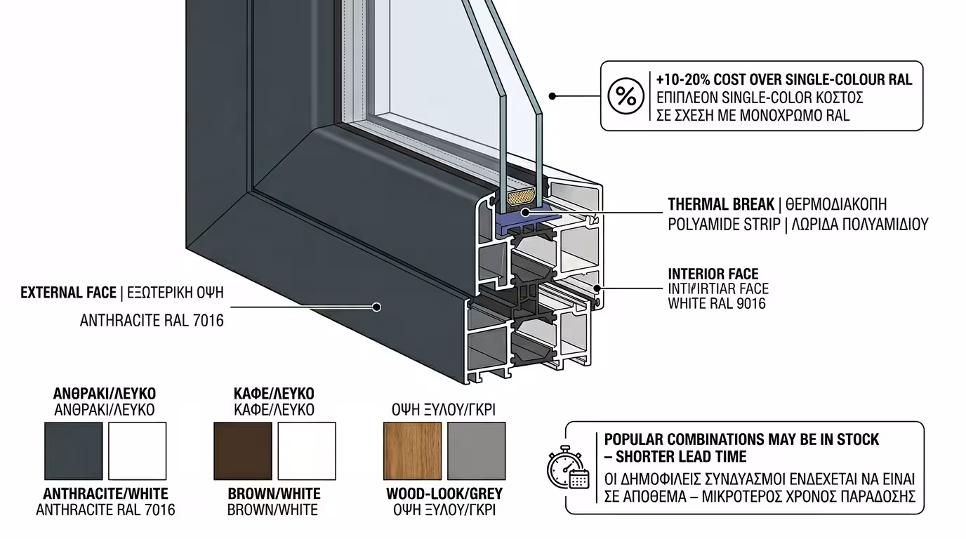 Διχρωμία - διαφορετικό χρώμα εσωτερικά και εξωτερικά