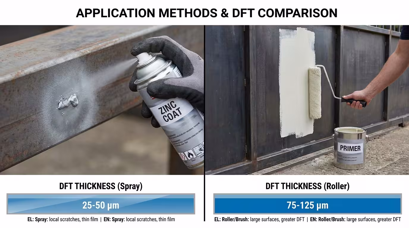 Ορθές τεχνικές εφαρμογής ασταριών ψευδαργύρου.