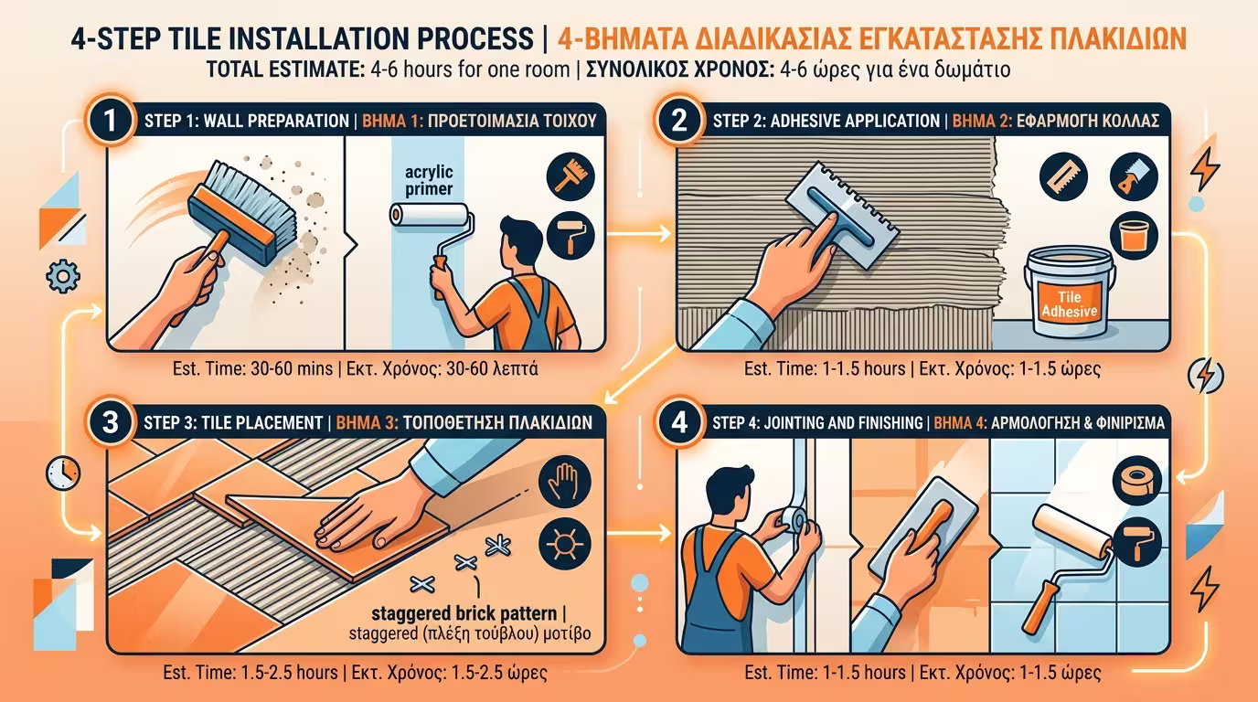 Βήματα τοποθέτησης θερμομονωτικών πλακιδίων DIY